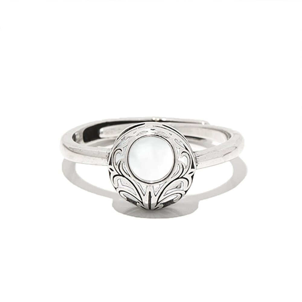 Recycled Vintage Clear Dairy Bottles Sterling Adjustable Vintage Lace Ring